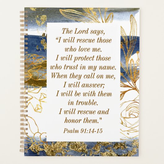 詩篇91:14-15主は私が聖書を救うと言われる プランナー手帳 (正面)
