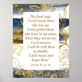 詩篇91:14-15主は私が聖書を救うと言われる ポスター