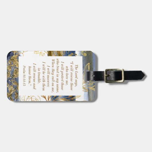 詩篇91:14-15主は私が聖書を救うと言われる ラゲッジタグ (正面横)