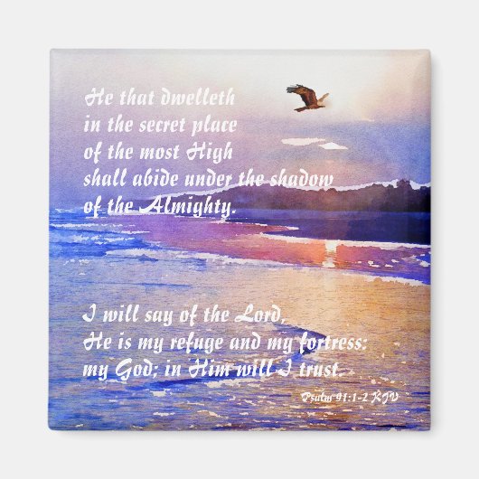 詩篇91:1-2秘密の場所に住む者 マグネット (正面)