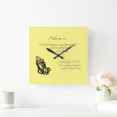 詩篇91:1-2  イエロー スクエア壁時計 (ホーム)