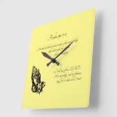 詩篇91:1-2  イエロー スクエア壁時計 (傾斜)