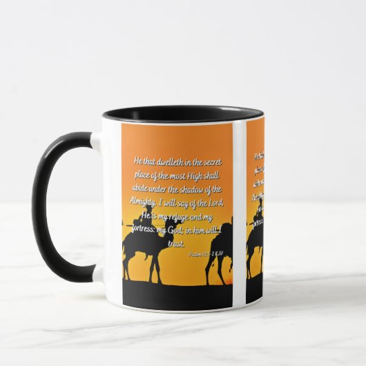 詩篇91:1-2 KJVバイブル聖句Two-Tone Mug マグカップ (左)