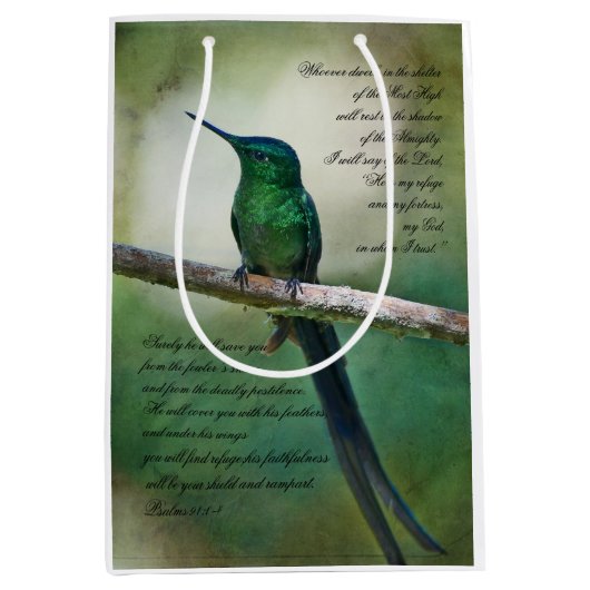 詩篇91:1-4 感動的 ミディアムペーパーバッグ (正面)