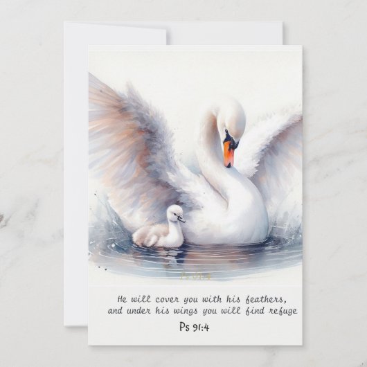 詩篇91:4ウィングス神の保護バイブル聖なる書物、 経典 シーズンカード (正面)