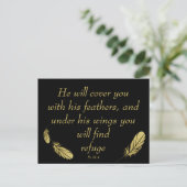 詩篇91:4ウィングス神の保護バイブル聖なる書物、 経典 ポストカード (スタンド正面)