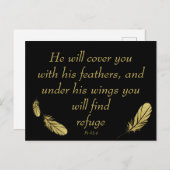 詩篇91:4ウィングス神の保護バイブル聖なる書物、 経典 ポストカード (正面/裏面)