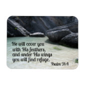 詩篇91:4彼は彼の羽であなたを覆う マグネット (横)