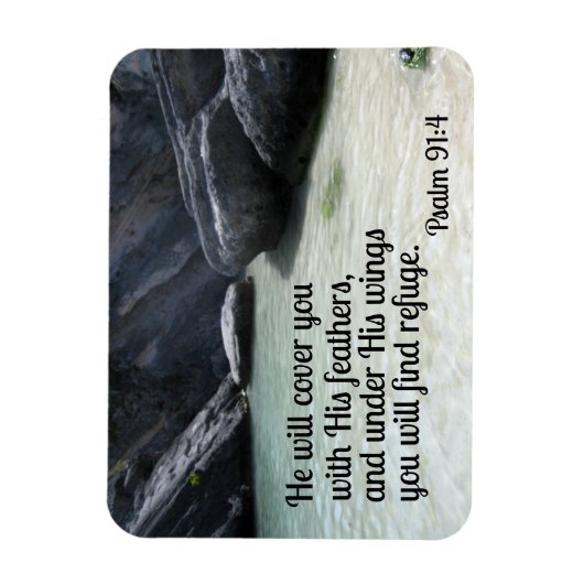 詩篇91:4彼は彼の羽であなたを覆う マグネット (縦)