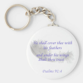 詩篇91:4彼は羽であなたを覆う キーホルダー