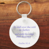 詩篇91:4彼は羽であなたを覆う キーホルダー (裏面)