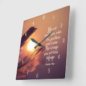 詩篇91:4彼は羽であなたを覆う スクエア壁時計 (傾斜)