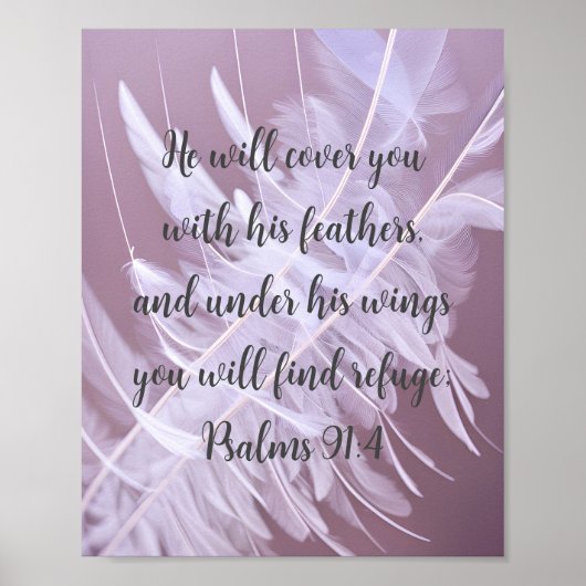 詩篇91:4彼は羽であなたを覆う ポスター (正面)