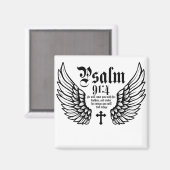 詩篇91:4彼は羽であなたを覆う マグネット (正面/裏面)