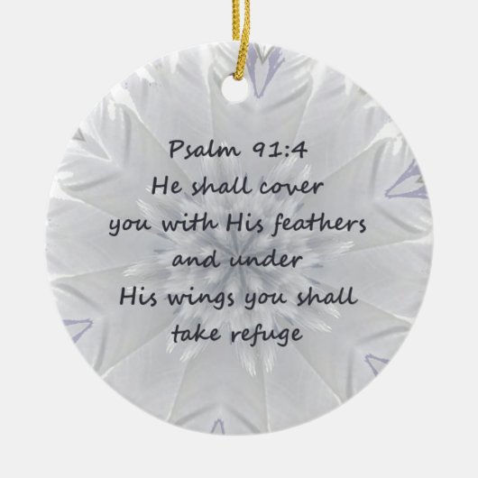 詩篇91:4翼の神の保護感動的 セラミックオーナメント (正面)