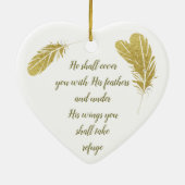 詩篇91:4翼の神の保護感動的 セラミックオーナメント (裏面)