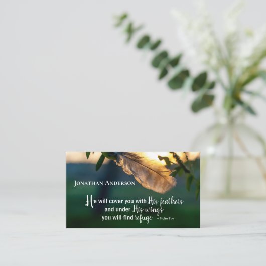 詩篇91:4 彼はあなたをその翼で覆う 名刺 (スタンド正面)