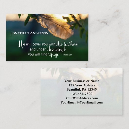 詩篇91:4 彼はあなたをその翼で覆う 名刺 (正面/裏面)
