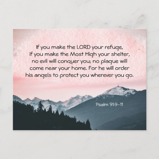 詩篇91:9-11あなたもしは主を皈依させる ポストカード (正面)