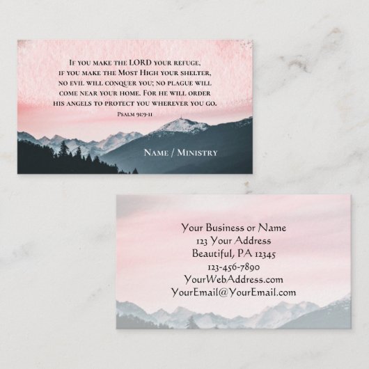 詩篇91:9-11あなたもしは主を皈依させる 名刺 (正面/裏面)