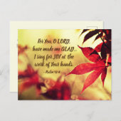 詩篇92:4主よ、あなたがたのために私を喜ばせた ポストカード (正面/裏面)