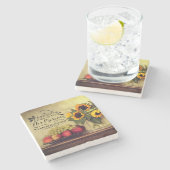 詩篇95:2感謝祭とともに彼の前に ストーンコースター (横)