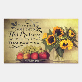 詩篇95:2感謝祭とともに彼の前に 長方形シール