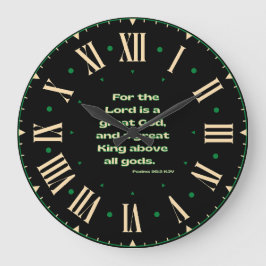 詩篇95:3 KJV聖書Verse IIローマ数字 ラージ壁時計