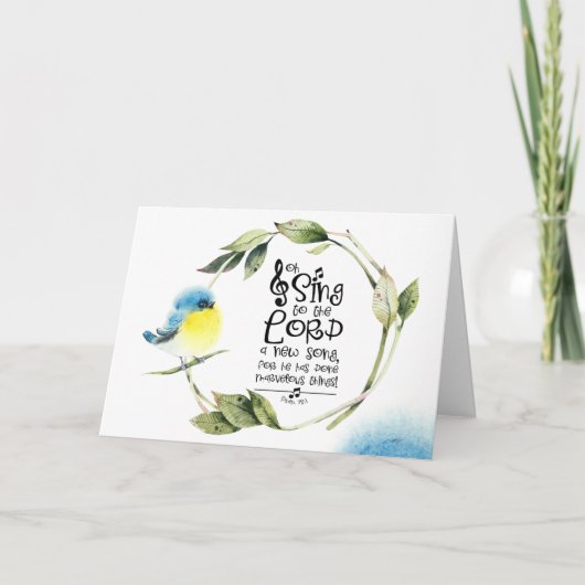 詩篇98:1新しい歌の聖句を主に歌う カード (正面)