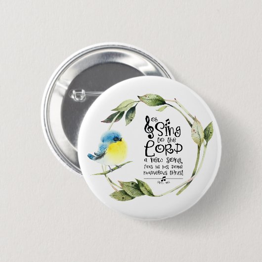 詩篇98:1新しい歌の聖句を主に歌う 缶バッジ (正面&裏面)