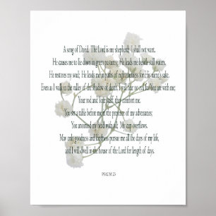 詩篇、白い花、マットポスター用紙(つや消し) ポスター