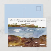 詩篇 聖書 祈りのカード 海 水彩画 ポストカード (正面/裏面)