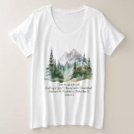 詩篇 61:2 揺るぎない岩へ導いて 聖句の山 プラスサイズTシャツ