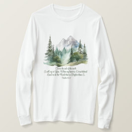 詩篇 61:2 揺るぎない岩へ導いて 聖句の山 Tシャツ