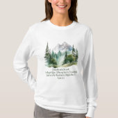 詩篇 61:2 揺るぎない岩へ導いて 聖句の山 Tシャツ (正面)
