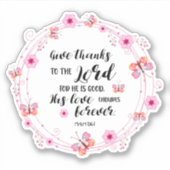 詩編のバイブル与えバス感謝してい・ピンク色の花 シール (正面)