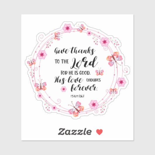 詩編のバイブル与えバス感謝してい・ピンク色の花 シール (シート)