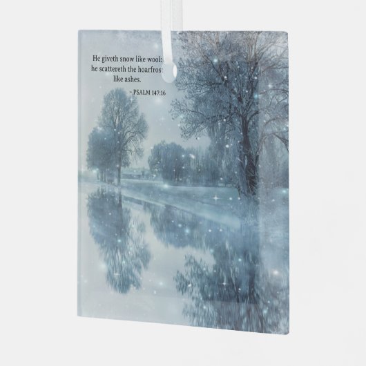詩編の詩の冬のワンダーランドウッドランズクリスマス ガラスオーナメント (正面左)