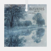 詩編の詩の冬のワンダーランドウッドランズクリスマス ガラスオーナメント (裏面)