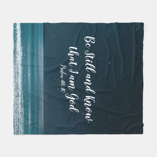 詩編はまだ私が神の夜のビーチであることを知っている フリースブランケット (正面(横))