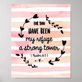 詩編バイブル聖句の水色ピンクウォッシュクリスチャン ポスター