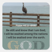 詩編メッセージ – Psalm 46-10 – 四角いシール スクエアシール (正面)
