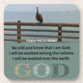 詩編メッセージ – Psalm 46-10 – 四角 コースター (正面)