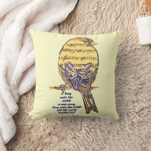 詩編聖なる書物、 経典感動的引用文バードソング クッション (ブランケット)