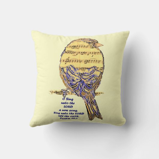 詩編聖なる書物、 経典感動的引用文バードソング クッション (裏面)