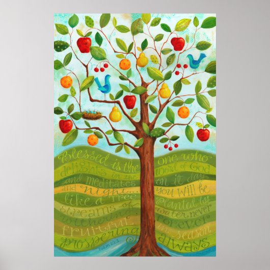 詩編1本木 – 河川の水で植えたプリント ポスター (正面)