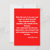 詩編103:2-4 KJV聖書の聖なる書物、 経典挨拶 カード (正面)