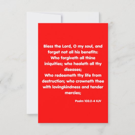 詩編103:2-4 KJV聖書の聖なる書物、 経典挨拶 カード (正面)