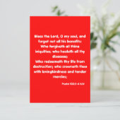 詩編103:2-4 KJV聖書の聖なる書物、 経典挨拶 カード (スタンド正面)