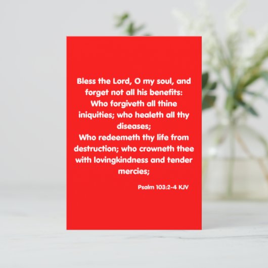 詩編103:2-4 KJV聖書の聖なる書物、 経典挨拶 カード (スタンド正面)